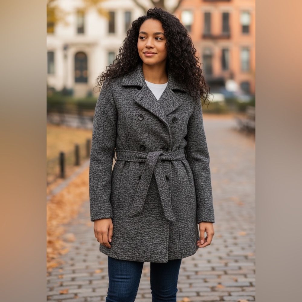 SEBBY Wool Blend Black and White Pub Jacket